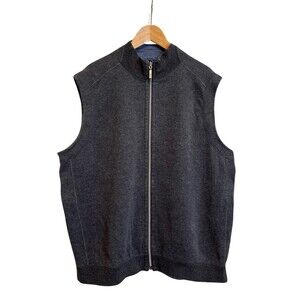 Tommy Bahama‎ Men's Sweater Vest Reversible Gray Blue Full Zip Cotton Golf L